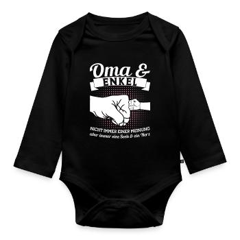 Oma & Enkel Familie Oma Geschenk - Baby Bio-Langarm-Body - Schwarz - Vorne