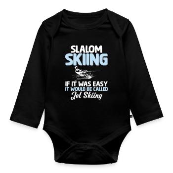 Slalom water skiing if it were easy - Organic Longsleeve Baby Bodysuit - black - Front