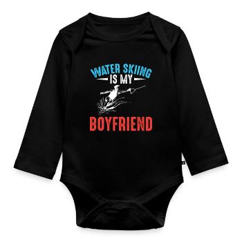 Water skiing is my friend - Waterskier - Organic Longsleeve Baby Bodysuit - black - Front