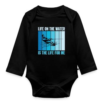 Life on the water is perfect for me - Organic Longsleeve Baby Bodysuit - black - Front