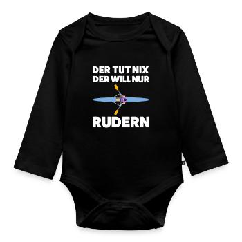 Rudern Sport Rudersport Geschenk - Baby Bio-Langarm-Body - Schwarz - Vorne