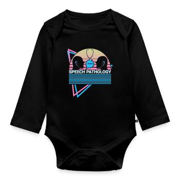 Sprachpathologie Sprachpathologe Retro - Baby Bio-Langarm-Body - Schwarz - Vorne