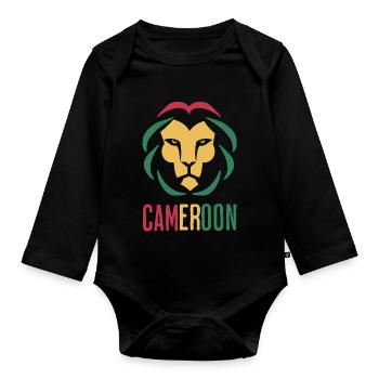 Cameroon Flag Lion Cameroon - Organic Longsleeve Baby Bodysuit - black - Front