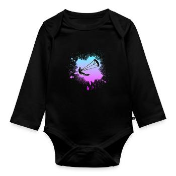 kite surfing - Organic Longsleeve Baby Bodysuit - black - Front