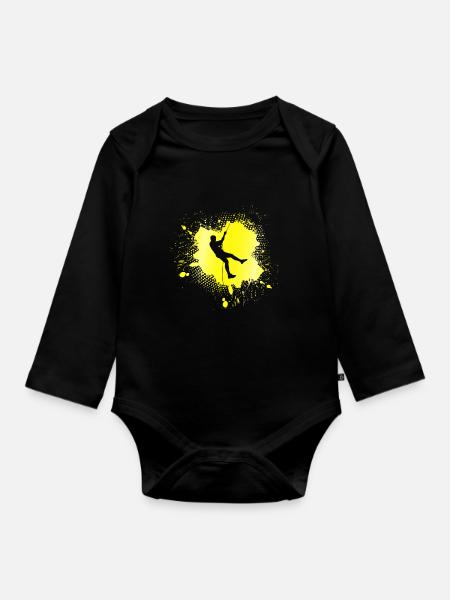 klettern - Baby Bio-Langarm-Body - Schwarz