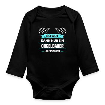 Orgelbauer Design für stolze Handwerker - Baby Bio-Langarm-Body - Schwarz - Vorne