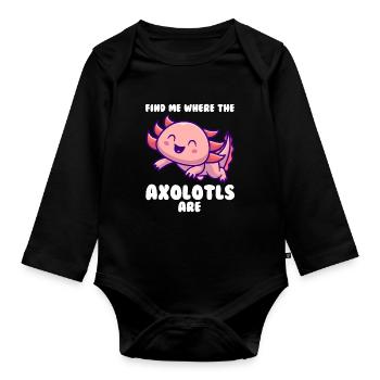 Axolotl Axolotl Tiergeschenk - Baby Bio-Langarm-Body - Schwarz - Vorne
