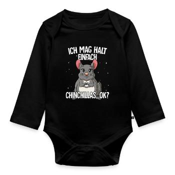 Ich mag halt einfach Chinchillas - Baby Bio-Langarm-Body - Schwarz - Vorne