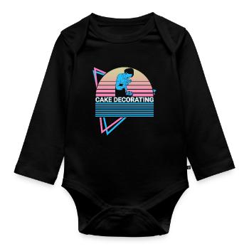 Cake Decoration Cake Decorateur Retro - Organic Longsleeve Baby Bodysuit - black - Front