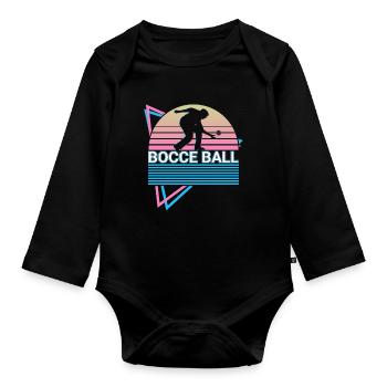 Boccia-Spieler Retro - Baby Bio-Langarm-Body - Schwarz - Vorne
