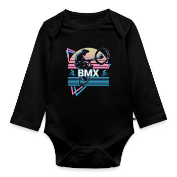 Bmx Biker Biking Retro - Organic Longsleeve Baby Bodysuit - black - Front