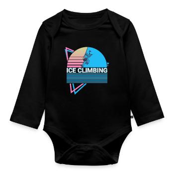 Escalade sur glace Ice Climber Retro - Body Bébé bio manches longues - noir - Devant