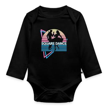 Square Dance Square Dancing Retro - Organic Longsleeve Baby Bodysuit - black - Front