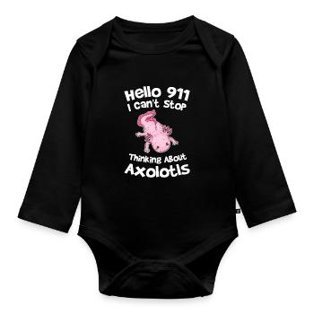 Axolotl Axolotl Tiergeschenk - Baby Bio-Langarm-Body - Schwarz - Vorne