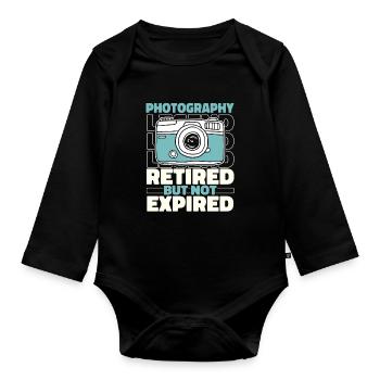 Photographer Photography Retired Camera - Organic Longsleeve Baby Bodysuit - black - Front