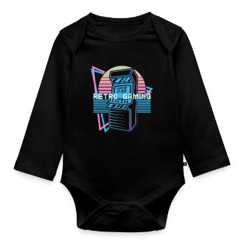 Retro Gaming Gamer - Organic Longsleeve Baby Bodysuit - black - Front