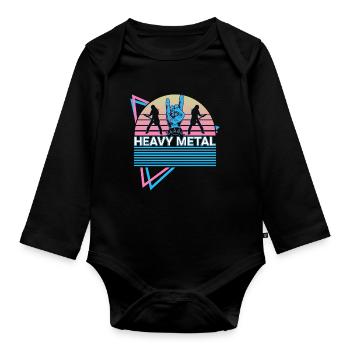 Heavy Metal Retro - Baby Bio-Langarm-Body - Schwarz - Vorne