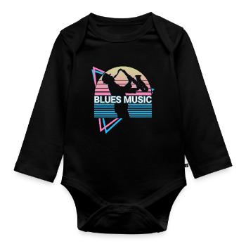 Blues Music Retro - Organic Longsleeve Baby Bodysuit - black - Front