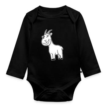 Chèvre Animal Heureux Heureux Heureux Rire - Body Bébé bio manches longues - noir - Devant