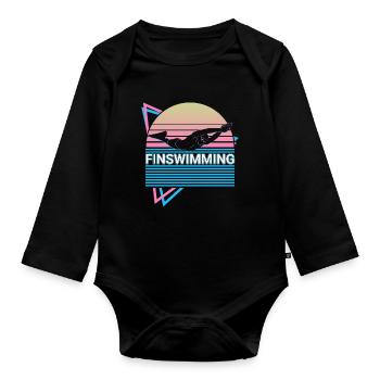 Nage à nageoires Flotteur Rétro - Body Bébé bio manches longues - noir - Devant