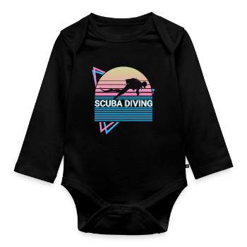 Sporttauchen Sporttaucher Retro - Baby Bio-Langarm-Body - Schwarz - Vorne