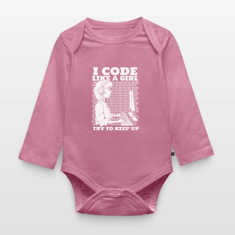 Developer Coder Programmer Girl Organic Longsleeve Baby Bodysuit