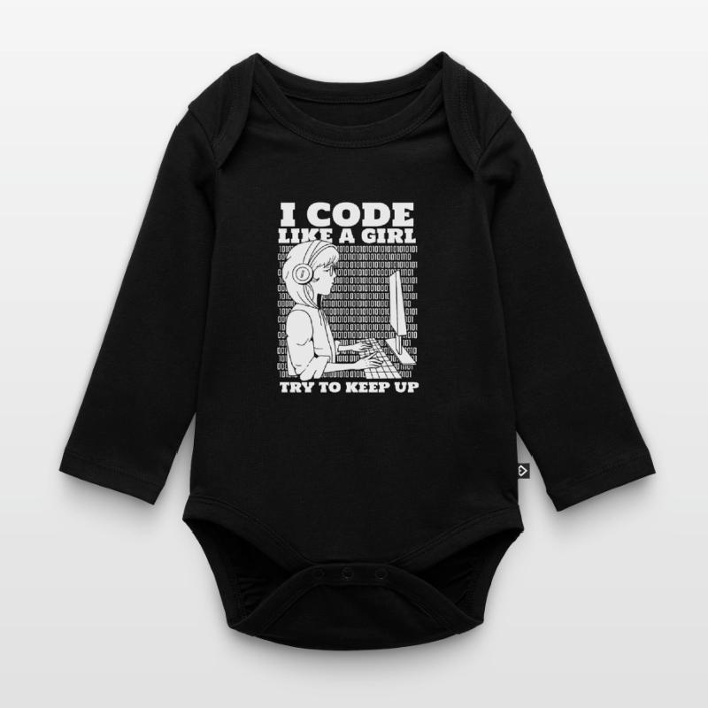 Developer Coder Programmer Girl Organic Longsleeve Baby Bodysuit
