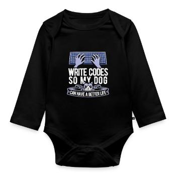 Entwickler Coder Programmierer Katze - Baby Bio-Langarm-Body - Schwarz - Vorne