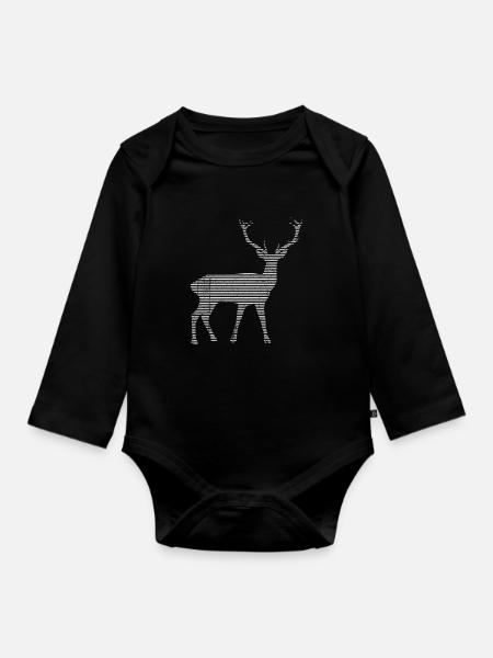 Hirsch - Baby Bio-Langarm-Body - Schwarz