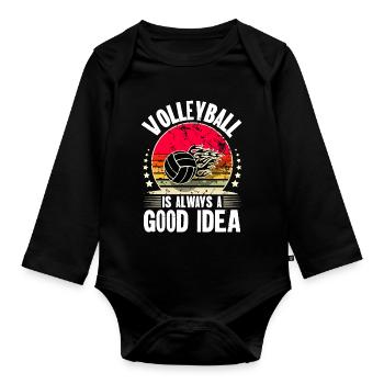 Volleyball - Baby Bio-Langarm-Body - Schwarz - Vorne