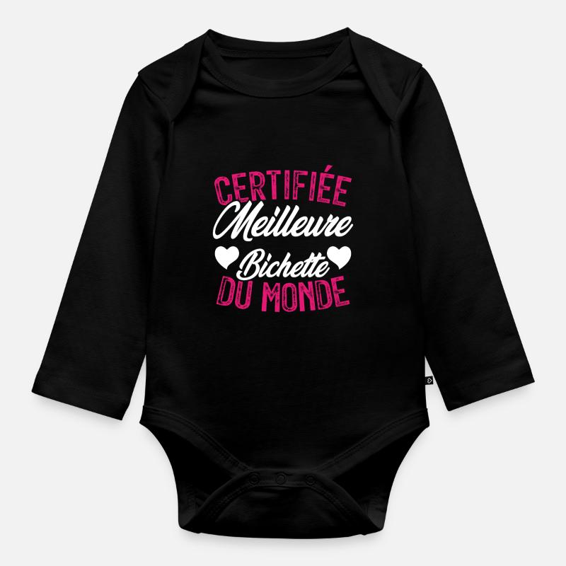 Certifiée meilleure bichette du monde - Body Bébé bio manches longues - noir
