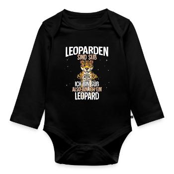 Leoparden Sind Süß Leopard - Baby Bio-Langarm-Body - Schwarz - Vorne