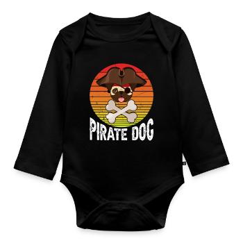 Mops Pirate Dog - Baby Bio-Langarm-Body - Schwarz - Vorne