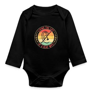 Femme sourde sourde malentendante - Body Bébé bio manches longues - noir - Devant