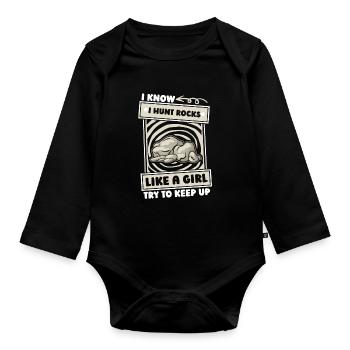 Géologue Collectionneuse de pierres - Body Bébé bio manches longues - noir - Devant