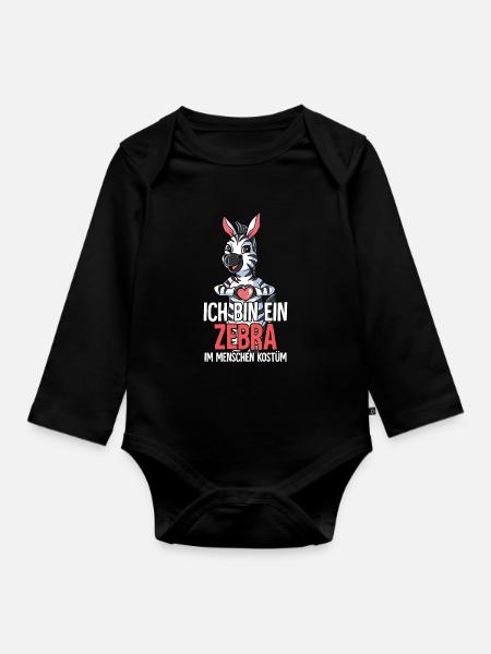 Ich Bin Ein Zebra - Baby Bio-Langarm-Body - Schwarz