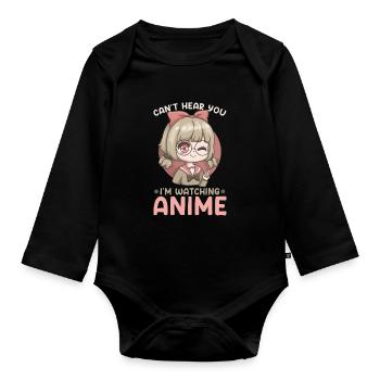 Can't Hear You I'm Watching Anime I Kawaii Manga - Baby Bio-Langarm-Body - Schwarz - Vorne