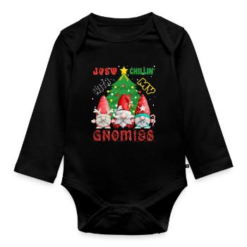 Einfach chillen mit meinen Gnomien - Baby Bio-Langarm-Body - Schwarz - Vorne