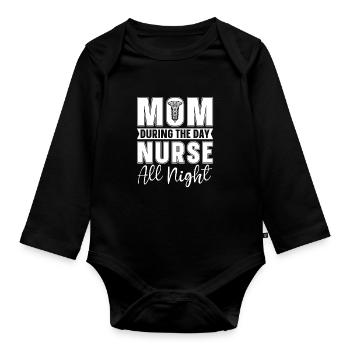 Maman infirmière - Body Bébé bio manches longues - noir - Devant