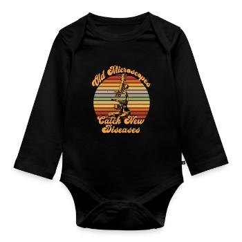Biologie Biologe Mikroskop - Baby Bio-Langarm-Body - Schwarz - Vorne