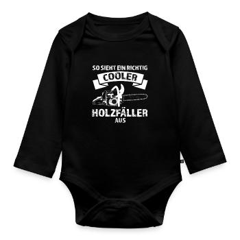 Forstwirt Förster Holzfäller Geschenk - Baby Bio-Langarm-Body - Schwarz - Vorne