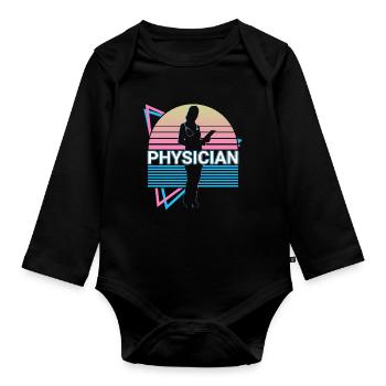 Docteur-Rétro-Scientifique - Body Bébé bio manches longues - noir - Devant