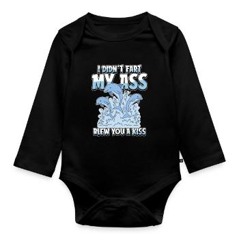 Dolphin Dolphin Funny - Organic Longsleeve Baby Bodysuit - black - Front