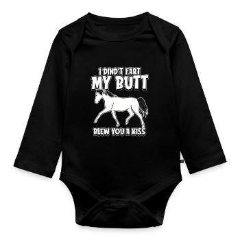 Sports équestres à cheval drôle - Body Bébé bio manches longues - noir - Devant