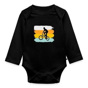 BMX Retro - Organic Longsleeve Baby Bodysuit - black - Front