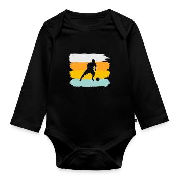 Fußball Retro - Baby Bio-Langarm-Body - Schwarz - Vorne