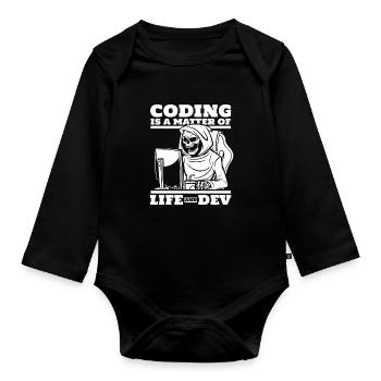 Développeur Coder Programmeur Squelette - Body Bébé bio manches longues - noir - Devant