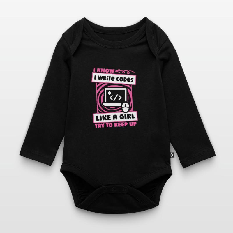 Developer Coder Programmer Girl Organic Longsleeve Baby Bodysuit