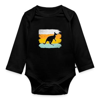 Kangourou Rétro - Body Bébé bio manches longues - noir - Devant
