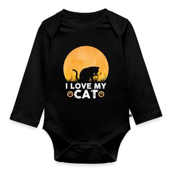 Ich Liebe Meine Katze - Baby Bio-Langarm-Body - Schwarz - Vorne